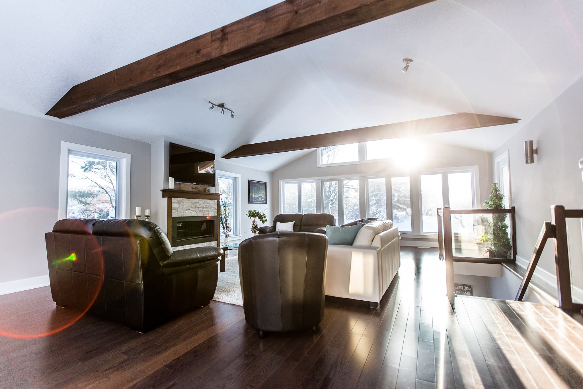 The Farm House at Fernwood Hills — a reimagined 1960s farmhouse with warm interior light